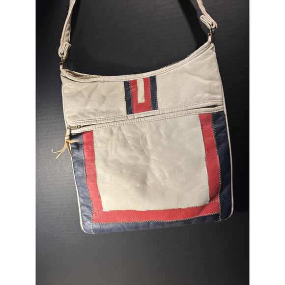 Ralfeaux Leather Purse Mr. Ralph British Hong Kong Cream Navy Red Crossbody Bag - Picture 8 of 12